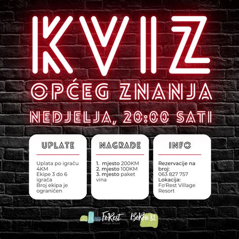 Kviz općeg znanja u nedjelju 5 ožujka For Rest Međugorje