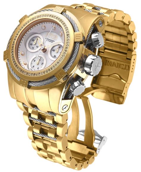 Invicta Womens Reserve Bolt Zeus Chrono Watch Swiss Gold Silver 70