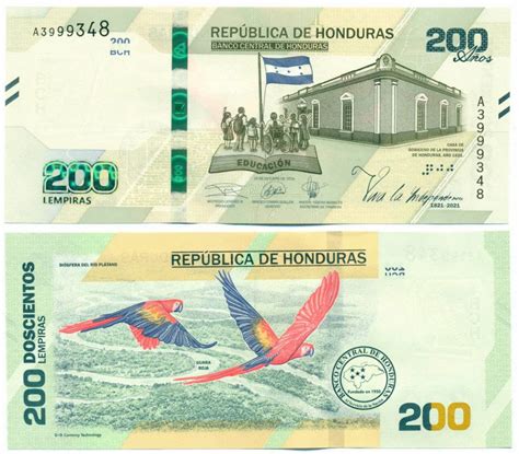 HONDURAS COMMEMORATIVE NOTE 200 LEMPIRAS 24 10 2019 PREFIX A PICK NEW