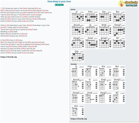 Chord: How deep is your love - tab, song lyric, sheet, guitar, ukulele ...