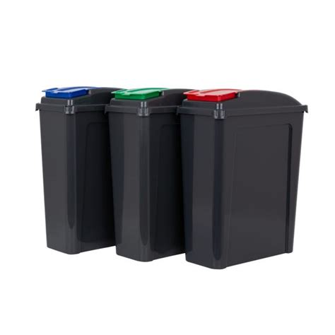 Wham 25l Set Of 3 Recycling Bins With Red Blue And Green Lids Dunelm