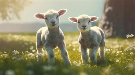 Premium AI Image | lamb in a field HD 8K wallpaper Stock Photographic Image