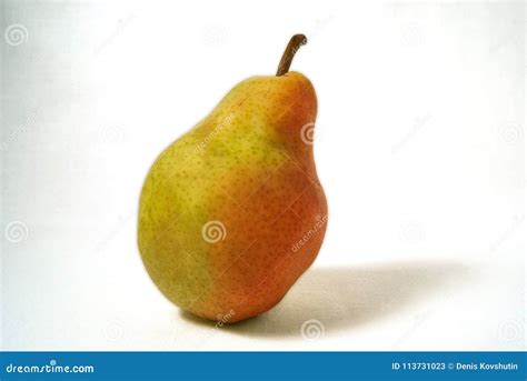 Ripe Fresh Natural Juicy Pear Close Up On A White Background Stock