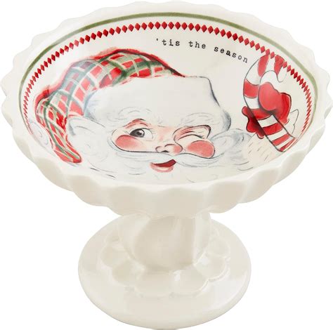 Mud Pie Vintage Christmas Candy Dish 4 12 X 5 12 Dia