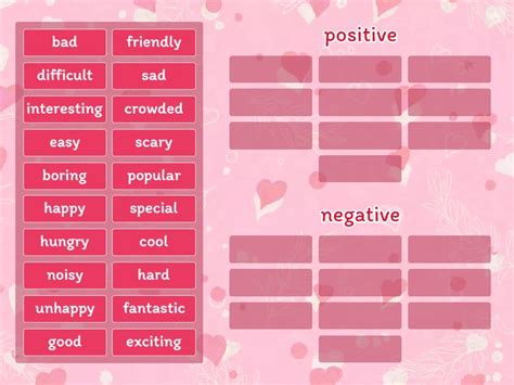 Adjective Positive And Negative Group Sort