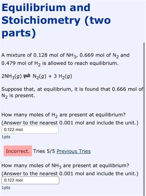 Solved Equilibrium And Stoichiometry Two Parts A Mixture Chegg