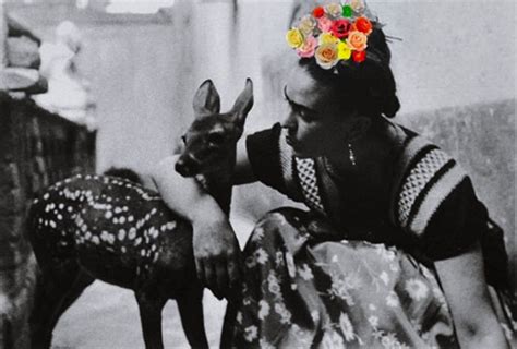 Black White And A Smidge Of Color Frida Kahlo Pet Deer Frida And