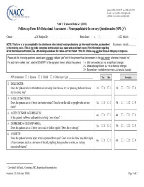 Fillable Online Nacc Uniform Data Set Uds V Fvp Form B Fax