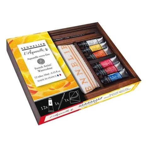 Sennelier L'Aquarelle French Artists' Watercolor Wood Box Set of 12 ...