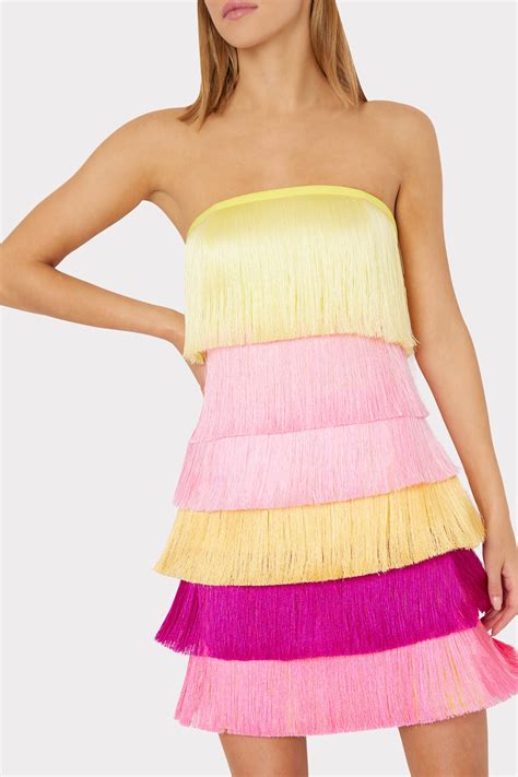 Nuoir Ombre Fringe Dress In Sherbert Multi Milly In Sherbert Multi