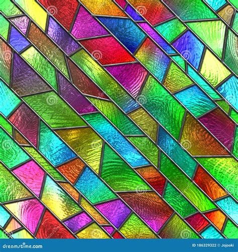 Stained Glass Seamless Texture With Geometric Pattern For Window Colored Glass 3d Illustration