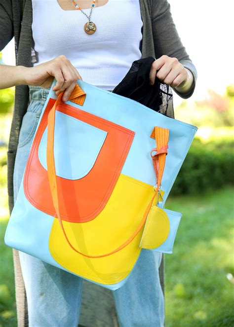 Handmade Colorful Leather Tote Bag Blue Leather Shoulder Bag Etsy