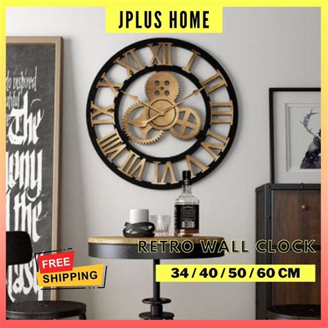 Cl Retro Wall Clock Decoration Nordic Numeric Rom Wood Clock Jam