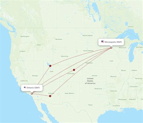 All Flight Routes From Ontario To Minneapolis Ont To Msp Flight Routes