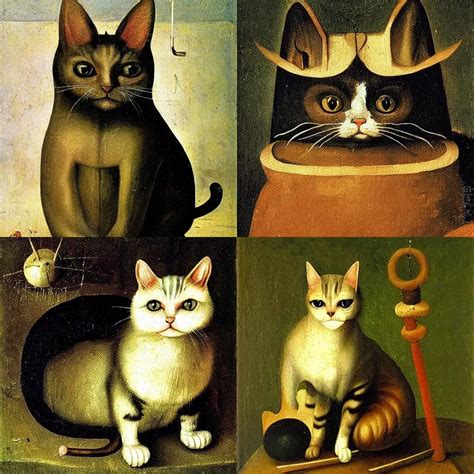 An Oil Painting Of A Cute Cat By Hieronymus Bosch Stable Diffusion