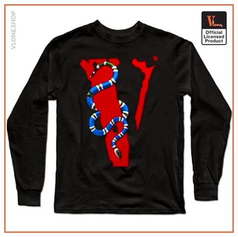 Vlone Long Sleeve Shirts Vlone Red Snake 2021 Long Sleeve T Shirt