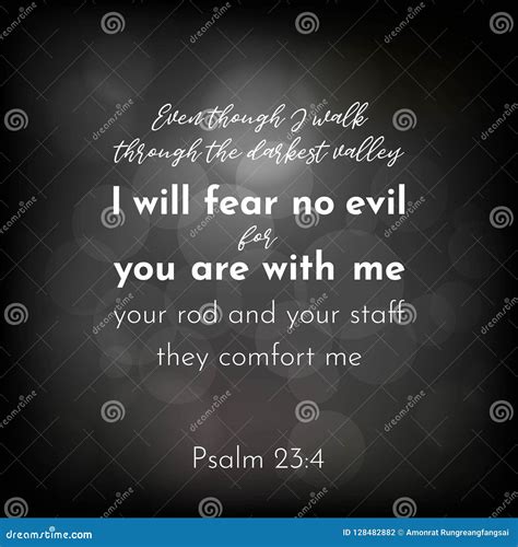 Bible Verse From Psalm 23 I Will Fear No Evil Stock Vector