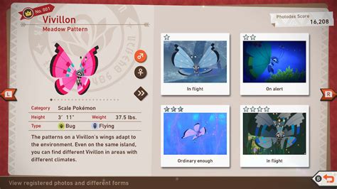 Vivillon Photodex New Pokémon Snap Wiki Grindosaur