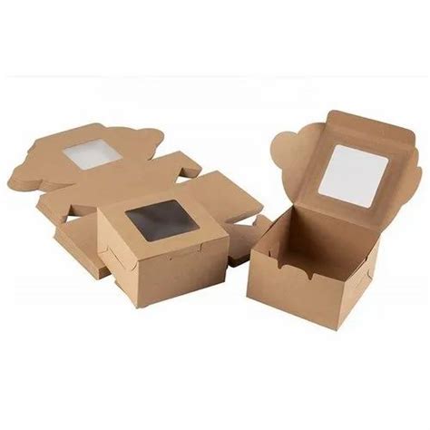 Plain Square Brown Kraft Paper Window Cake Box Size 4 5x4 5 X 3inch