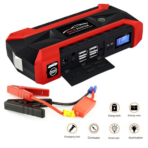 Multifunction Jump Starter 89800mah 12v 4usb 600a Portable Car Battery Charger Emergency