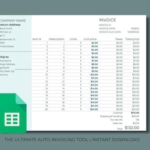 Instant Invoice Smart Invoice Template Etsy