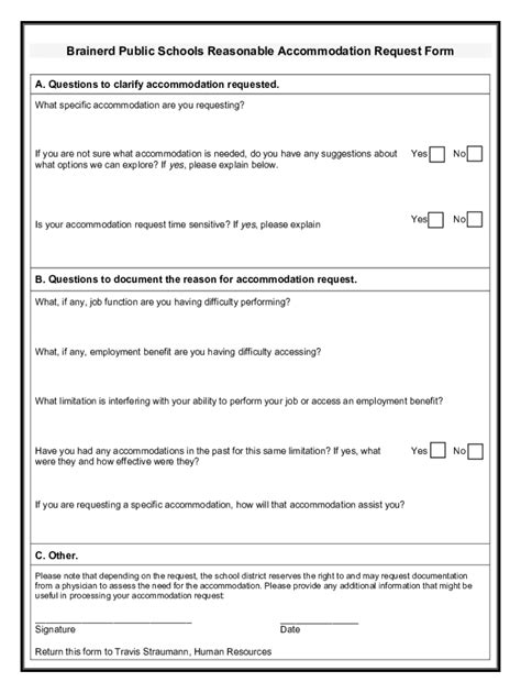 Fillable Online Reasonable Accommodation Request Form Fax Email