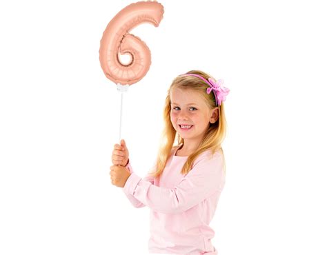 Folienballon Figur 6 Rose Gold 36cm Mit Stab Partywinkel