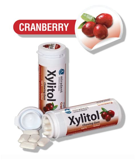 Miradent Xylitol Chewing Gum Cranberry Pkt 30 City Dental Supplies