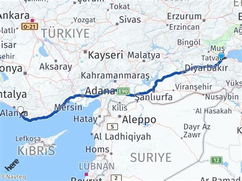 Bitlis Gazipa A Alanya Havaliman Aras Ka Km Yol Tarifi