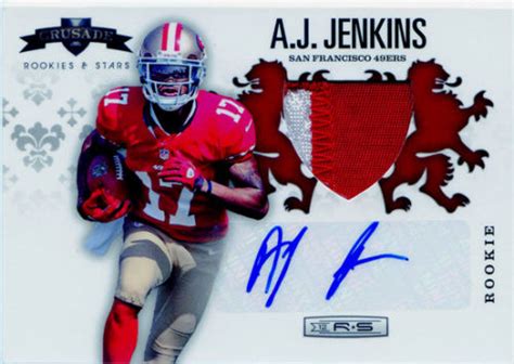 A.J. Jenkins 2012 Panini Crusade #8 Rookie & Stars 2 Color Autograph ...