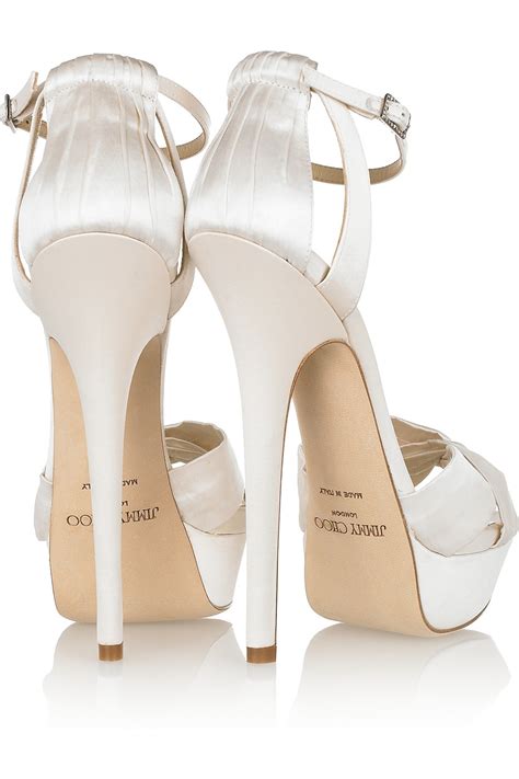 Jimmy Choo Fairy Satin Platform Sandals in Ivory (White) - Lyst