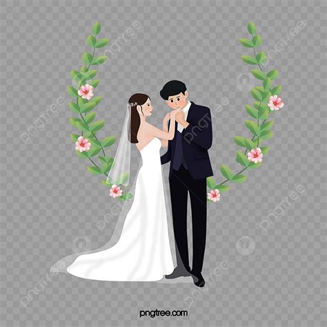 Vector De Casamento Para Homens E Mulheres O Noivo A Noiva Vestido