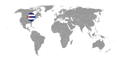 Mapa A Bandeira De Cuba No Mapa Do Mundo Ilustra O Vetorial