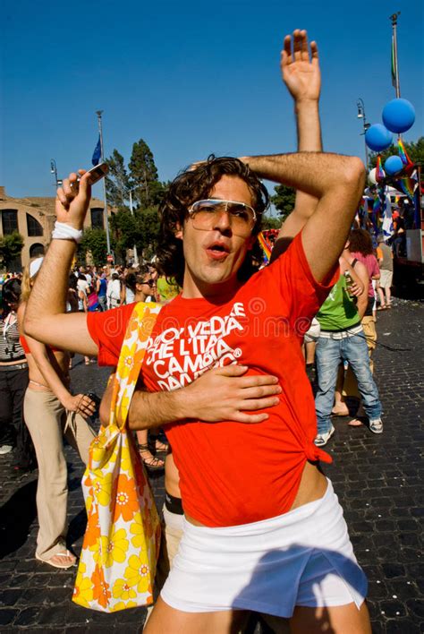 ROME ITALY JUNE 24 2006 Gay Pride Day Parade People In Rome