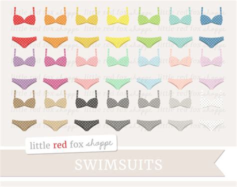 Polka Dot Bikini Clipart Swimsuit Clip Art Swim Suit Etsy