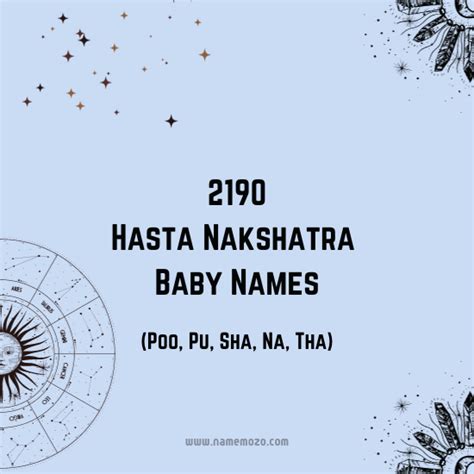 2190 Rare Hasta Nakshatra Baby Names - (Poo, Pu, Sha, Na, Tha) - Name Mozo