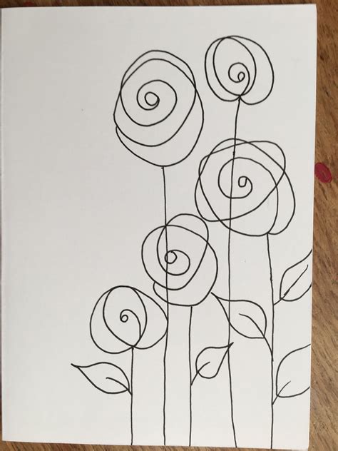 Doodle Drawings Line Art Drawings Easy Drawings Flower Line Drawings