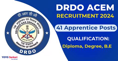 Drdo Acem Recruitment Check Eligibility Criteria For