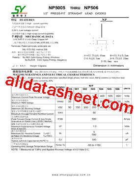 NP503 Datasheet PDF Shunye Enterprise