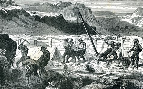 Dry Digging Mining In America 19th Century 1800s Stock Illustration