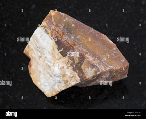 Macro Shooting Of Natural Mineral Rock Specimen Raw Brown Flint Stone