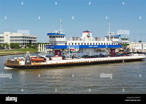 Texas Galveston Port Bolivar Ferry Departing Galveston Terminal