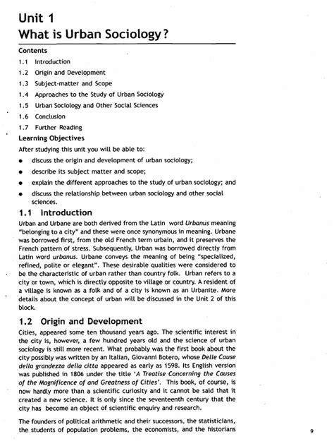 Unit 1 What Is Urban Sociologypdf Sociology Ecology