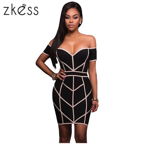 Buy Zkess 2017 Women Black Nude Trim Bodycon Off