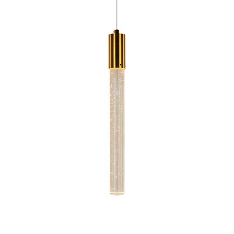 Pendente Led Cil Ndrico K W Bivolt X Cm Metal E Vidro Dourado