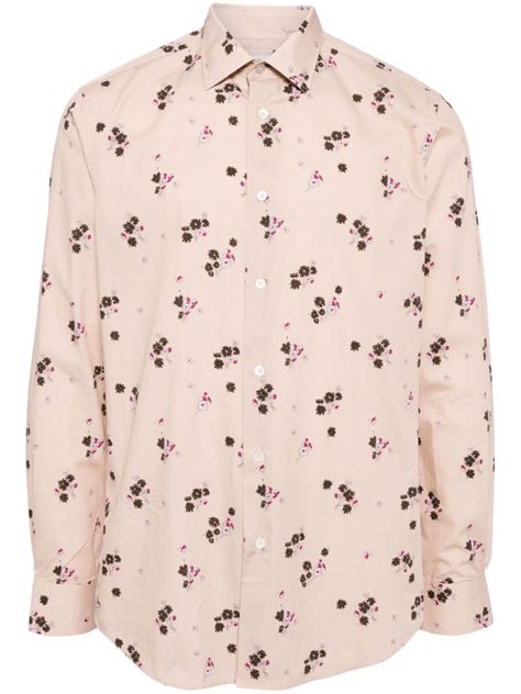 Paul Smith Floral Print Cotton Shirt Pink Farfetch