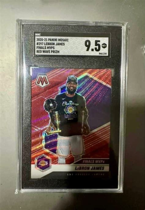 2021 22 PANINI MOSAIC LEBRON JAMES FINALS MVP RED WAVE PRIZM 297 SGC