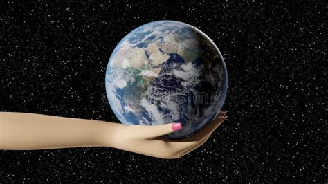 Woman Hands Holding Planet Earth With Space Background 3d Render