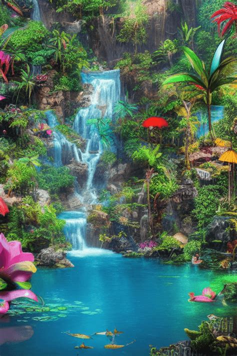 Tropical Forest Pond Graphic · Creative Fabrica