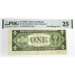 Series Of 1935 E 1 Silver Certificate Fr 1614 Misalignment Error Note